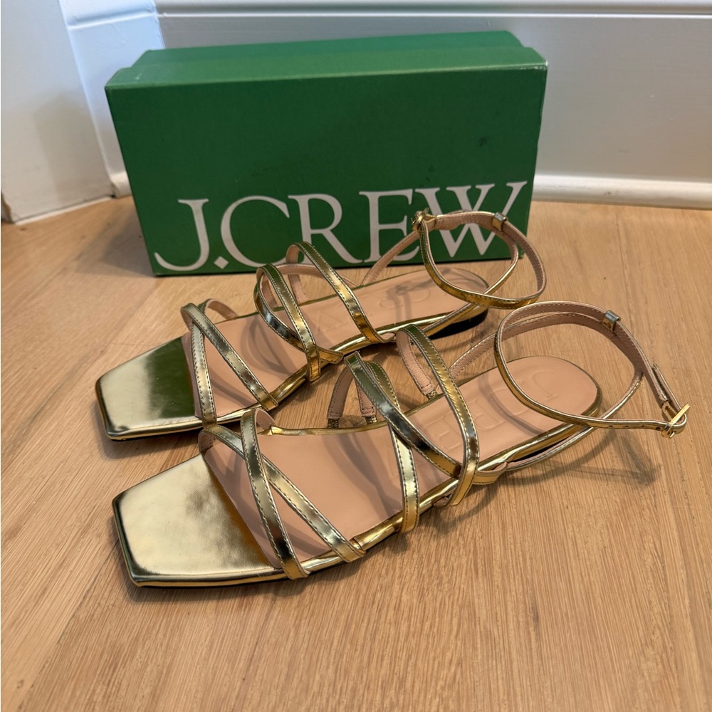 J. Crew Strappy Gold Sandals, Size 8. NIB!